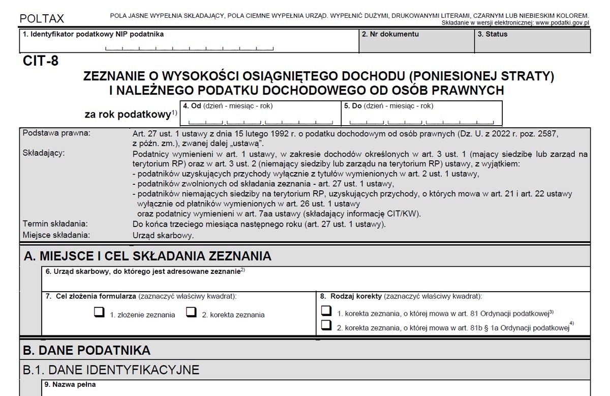 Zeznanie roczne CIT-8 powinno zostać rozbudowane o rubrykę w której podatnik wskazywałby dlaczego nie płaci podatku minimalnego.