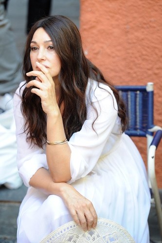 Monica Bellucci na planie filmu reklamowego Cisowianka Perlage fot. Jacopo Raule/Getty Images