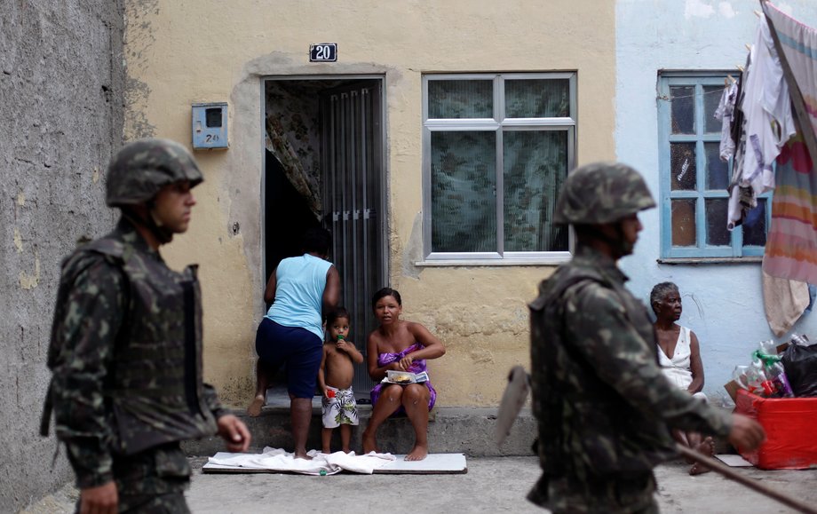 A Brazilian army operation in the Mare slums complex in Rio de Janeiro in 2014.