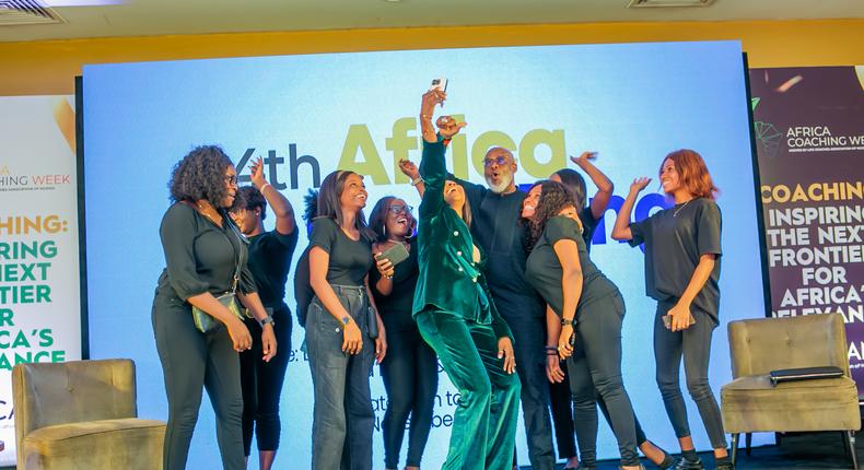 L-R: Keynote speaker and convener of The Platform Nigeria, Poju Oyemade; President of the Life Coaches Association of Nigeria (LCAN), Omawumi Ogbe; and Chairman, LCAN Board of Trustees, Dr Lanre Olusola. 