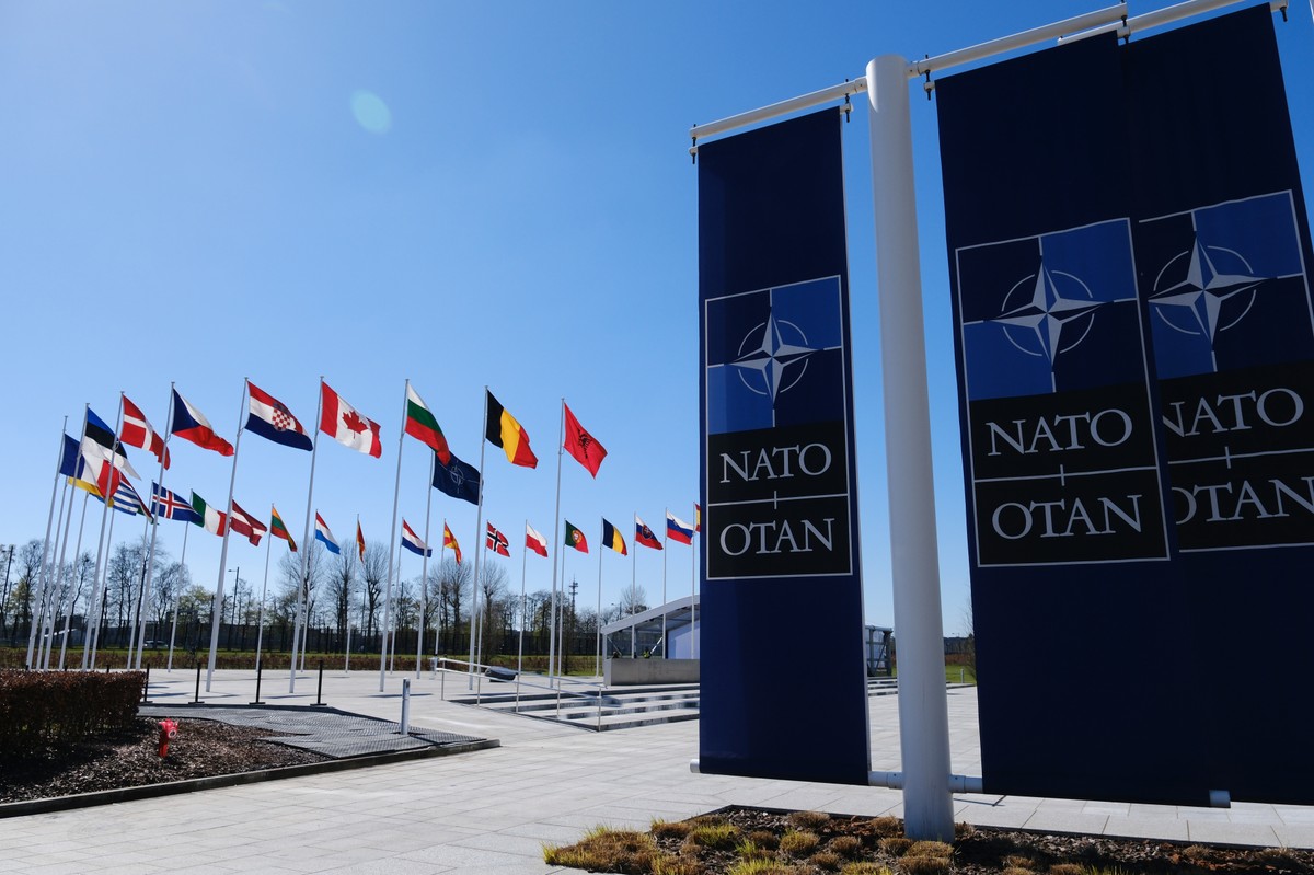 The,National,Flags,Of,Countries,Member,Of,The,Nato,Fly