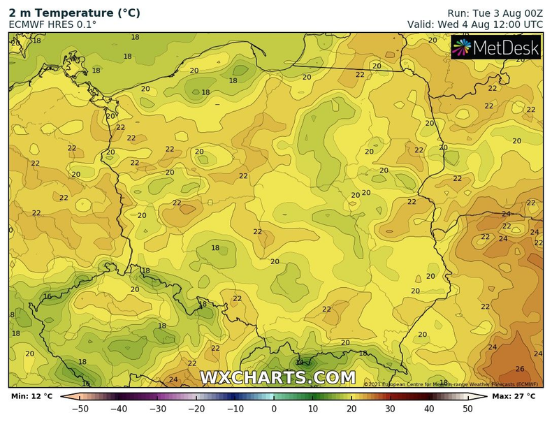 W środę temperatura balansować ma w okolicach 20 st. C