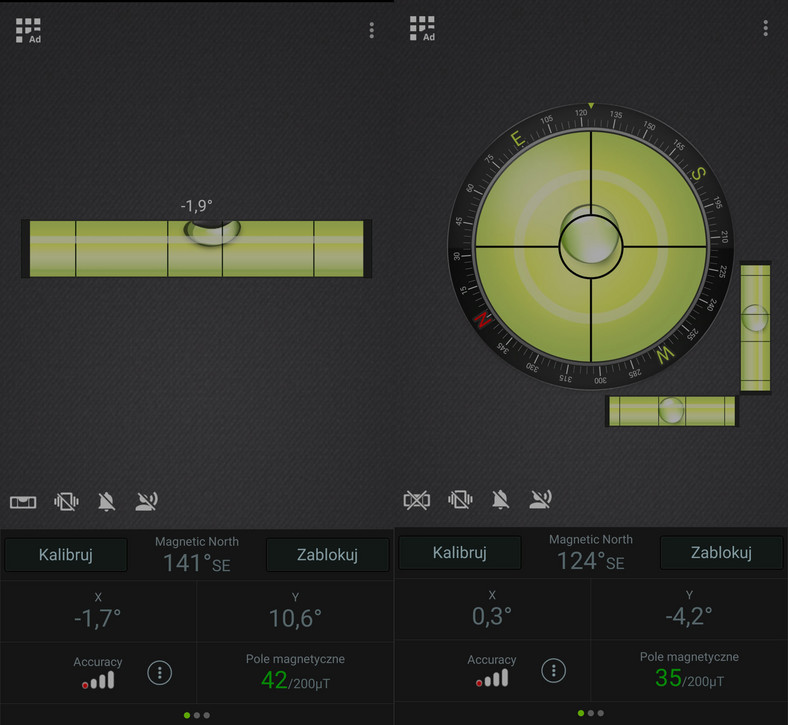 Klasyczna poziomica, poziomica 3D oraz kompas - czyli trzy w jednym z aplikacji Kompas Poziomica