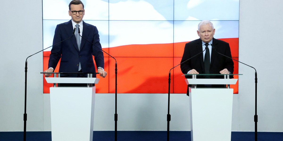 Premier Mateusz Morawiecki i prezes PiS Jarosław Kaczyński