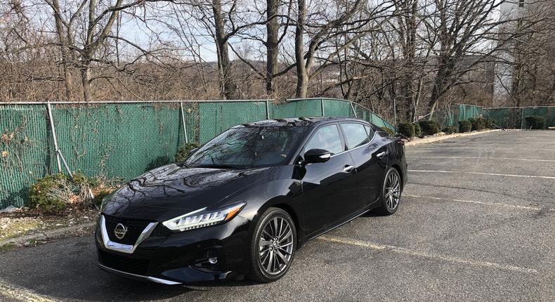 Greetings, 2020 Nissan Maxima, Platinum trim! Built with pride in Tennessee, and sporting a Super Black paint job that was indeed super. My test car based at $41,540, and some options brought the sticker up to $45,865.