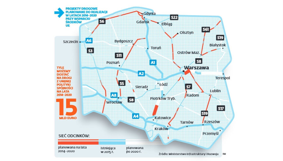 Projekty drogowe realizowane w latach 2014-2020 z funduszy UE