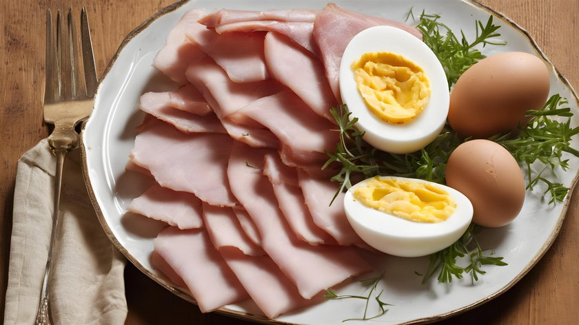 Jajka i szynkę można podać osobno lub połączyć w apetyczne zapiekane danie.