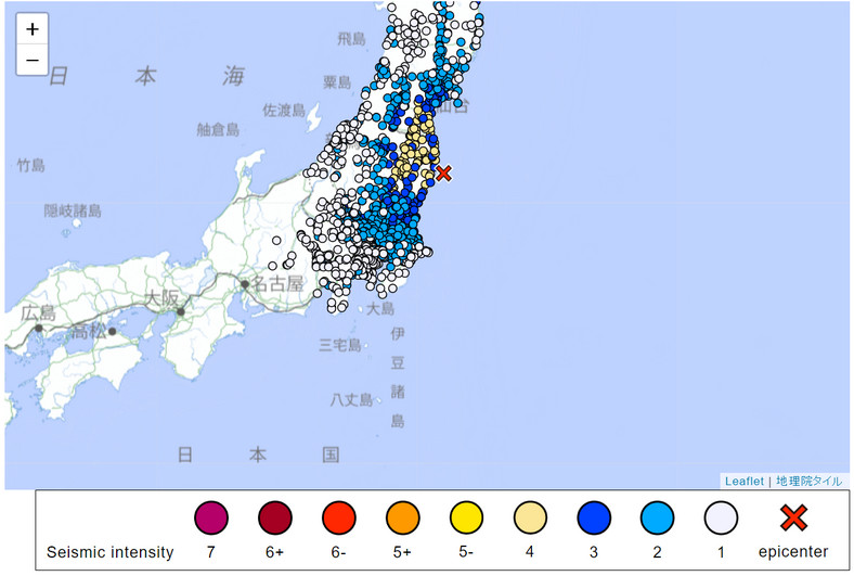 Silne trzęsienie ziemi w Japonii w pobliżu Fukushimy