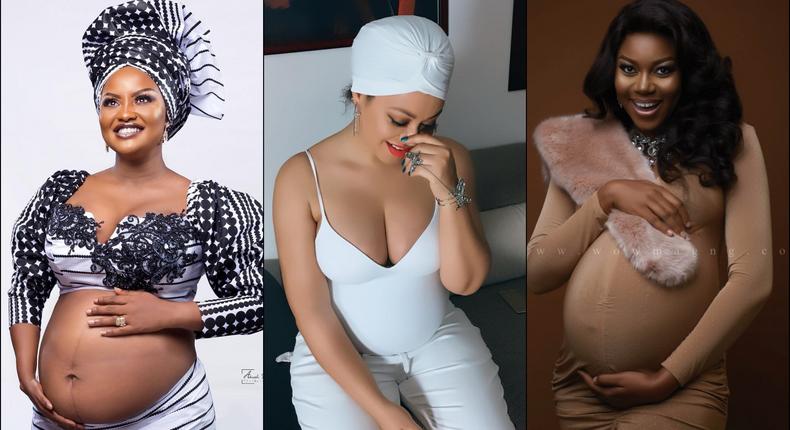 Nana Ama McBrown, Nadia Buari and Yvonne Nelson showing their baby bumps