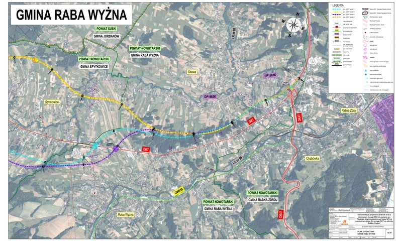 Warianty przebiegu nowej DK7 przez gminę Raba Wyżna