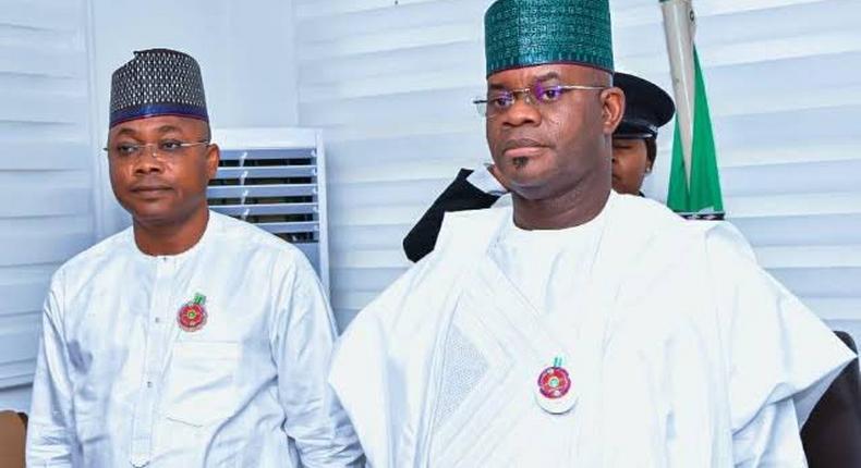 Governor Yahaya Bello and the APC governorship candidate in Kogi State.