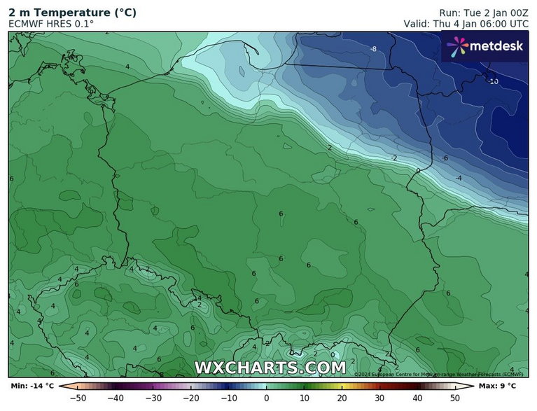 There will be a big difference in temperatures over Poland