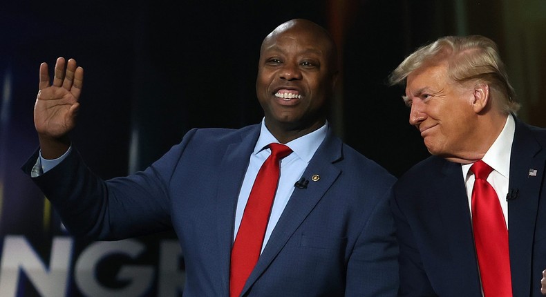 South Carolina Sen. Tim Scott refused to rule out interest in becoming former President Donald Trump's running mate.Justin Sullivan/Getty Images