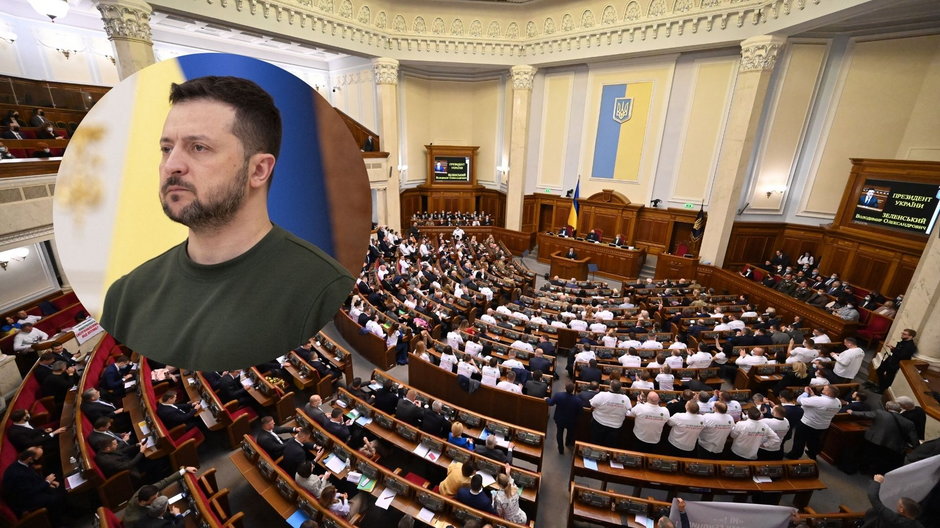 Posiedzenie Rady Najwyższej Ukrainy w 2021 r. (w kółku: Wołodymyr Zełenski)