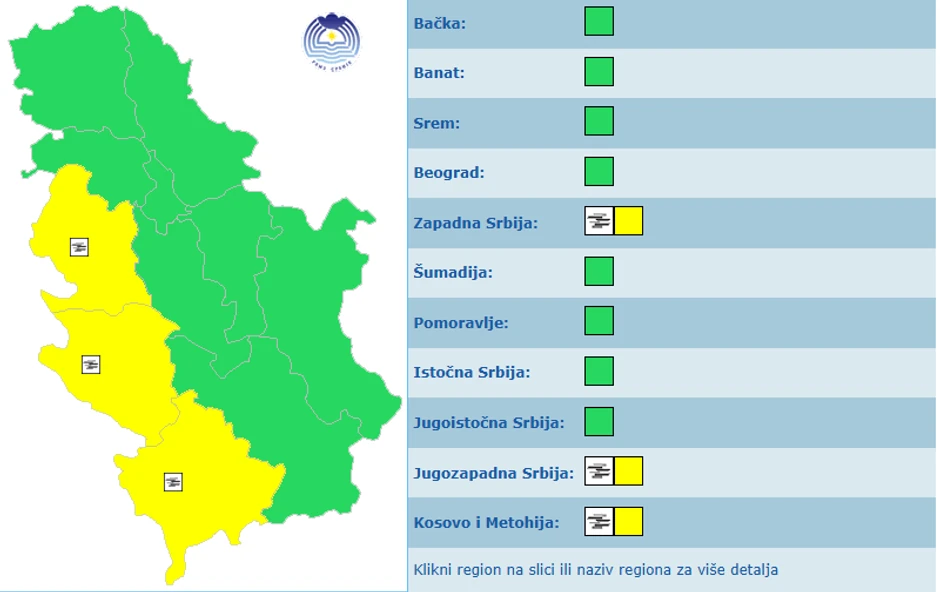 Meteoalarm za 7. decembar