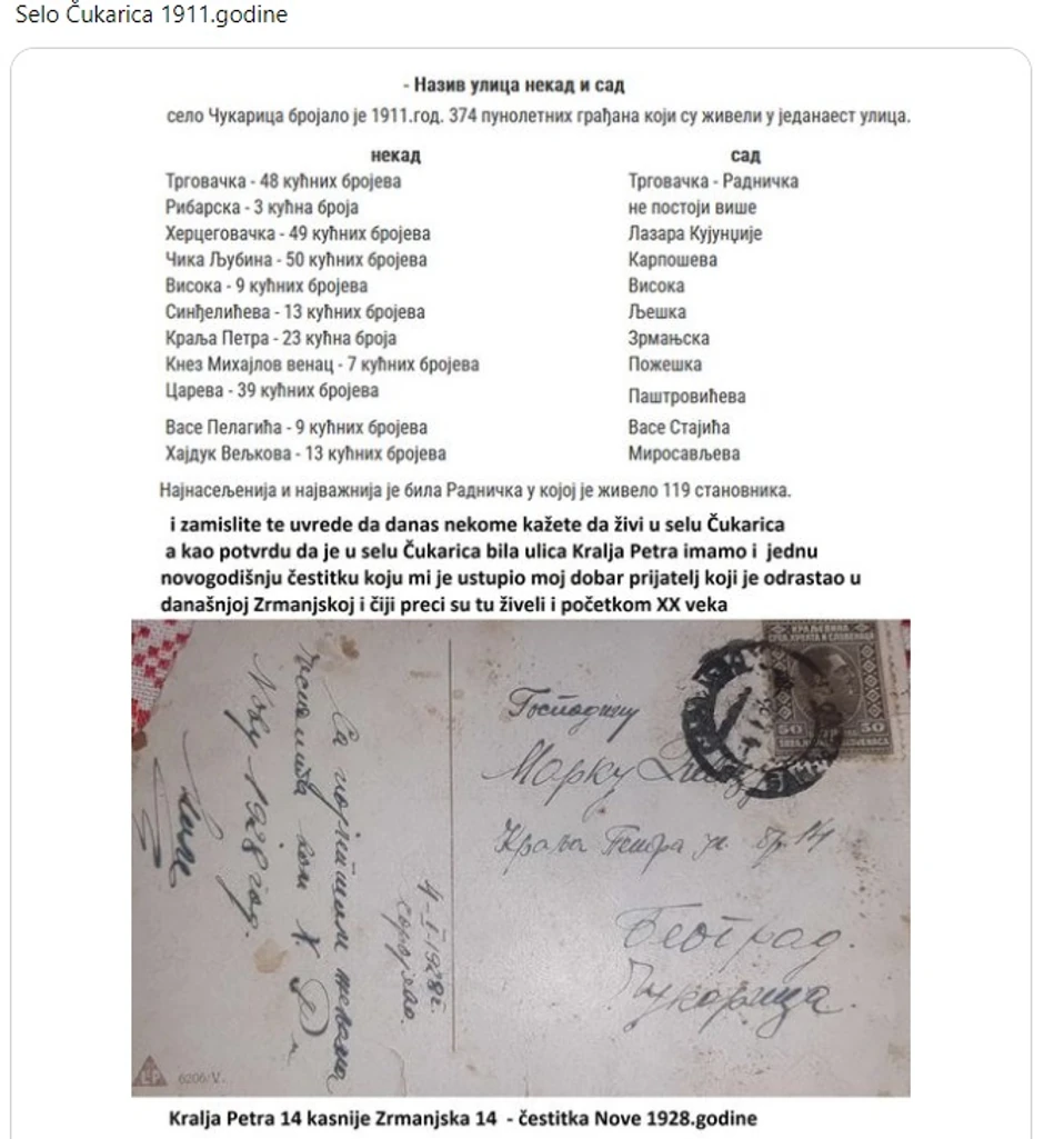 Nekadašnji nazivi ulica u Beogradu