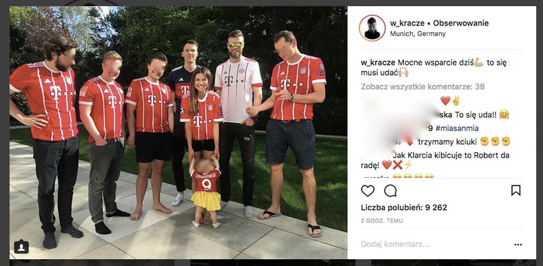 Andrzej Wrona, Anna Lewandowska, Klara Lewandowska, Wojciech Włodarczyk i przyjeciele Anny i Roberta Lewandowskich