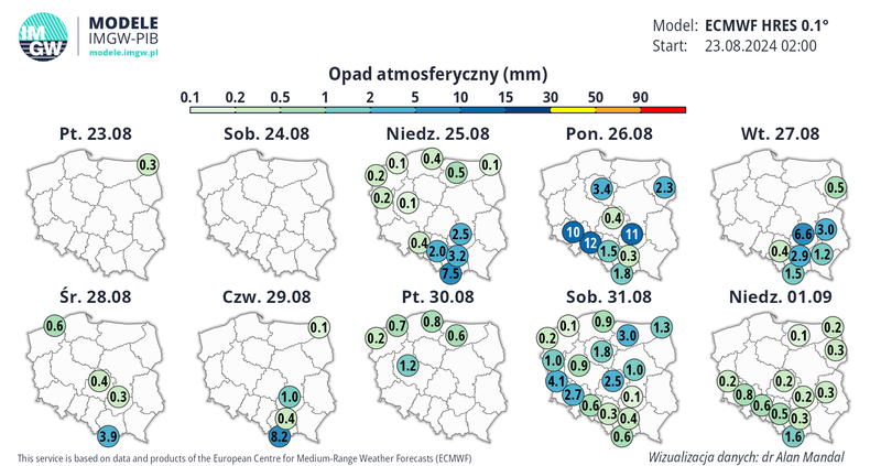 Opadów w najbliższych dniach będzie dużo mniej i pojawiać mają się wyłącznie lokalnie