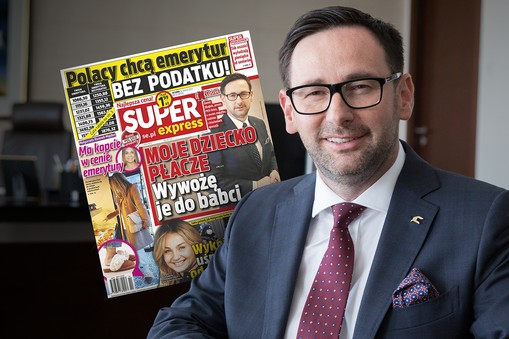 Daniel Obajtek oraz okładka Super Expressu 