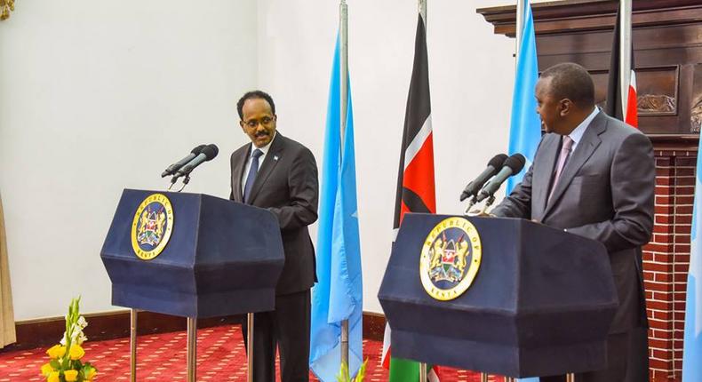 Somalia President Mohamed Abdullahi Mohamed and President Uhuru Kenyatta 