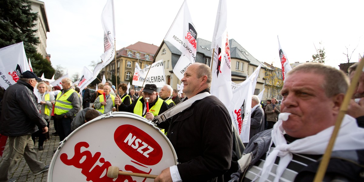 Demonstracja emerytowanych górników