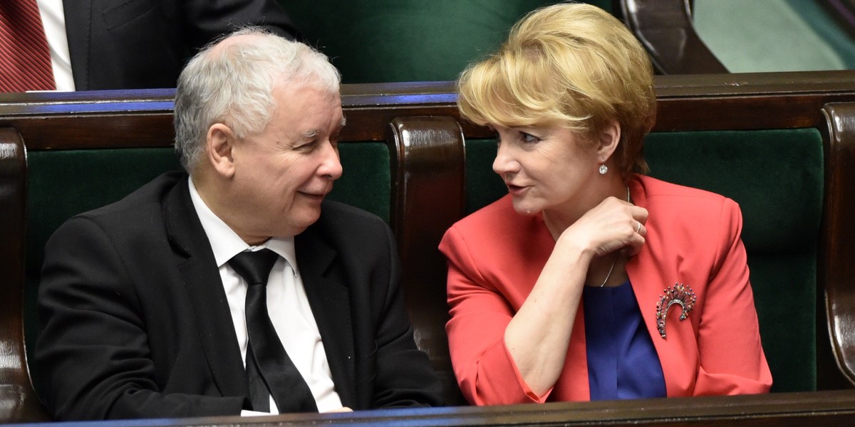 Jarosław Kaczyński i Jolanta Szczypińska