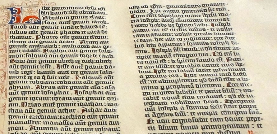 Fragment z Biblii Gutenberga z muzeum w Pelplinie. Fot. Twitter