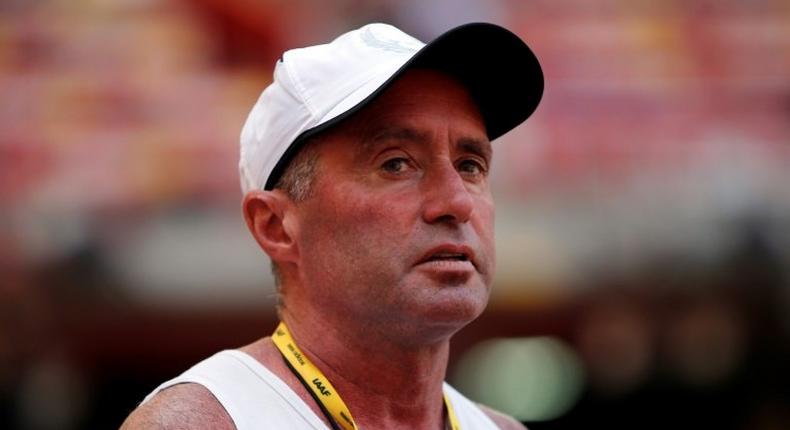 Cuban-American coach Alberto Salazar attends a practice session ahead of the 2015 IAAF World Championships at the Bird's Nest National Stadium in Beijing on August 21, 2015