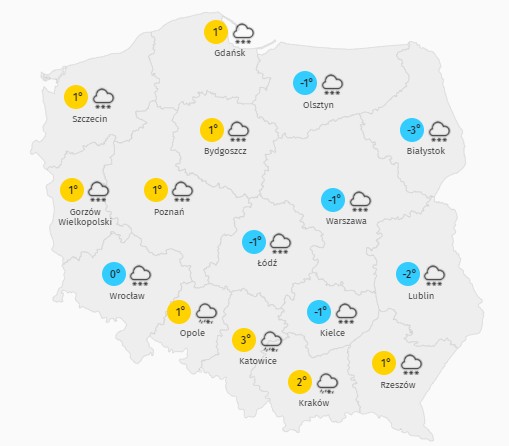 Prognoza maksymalnej temperatury w sobotę 30 stycznia