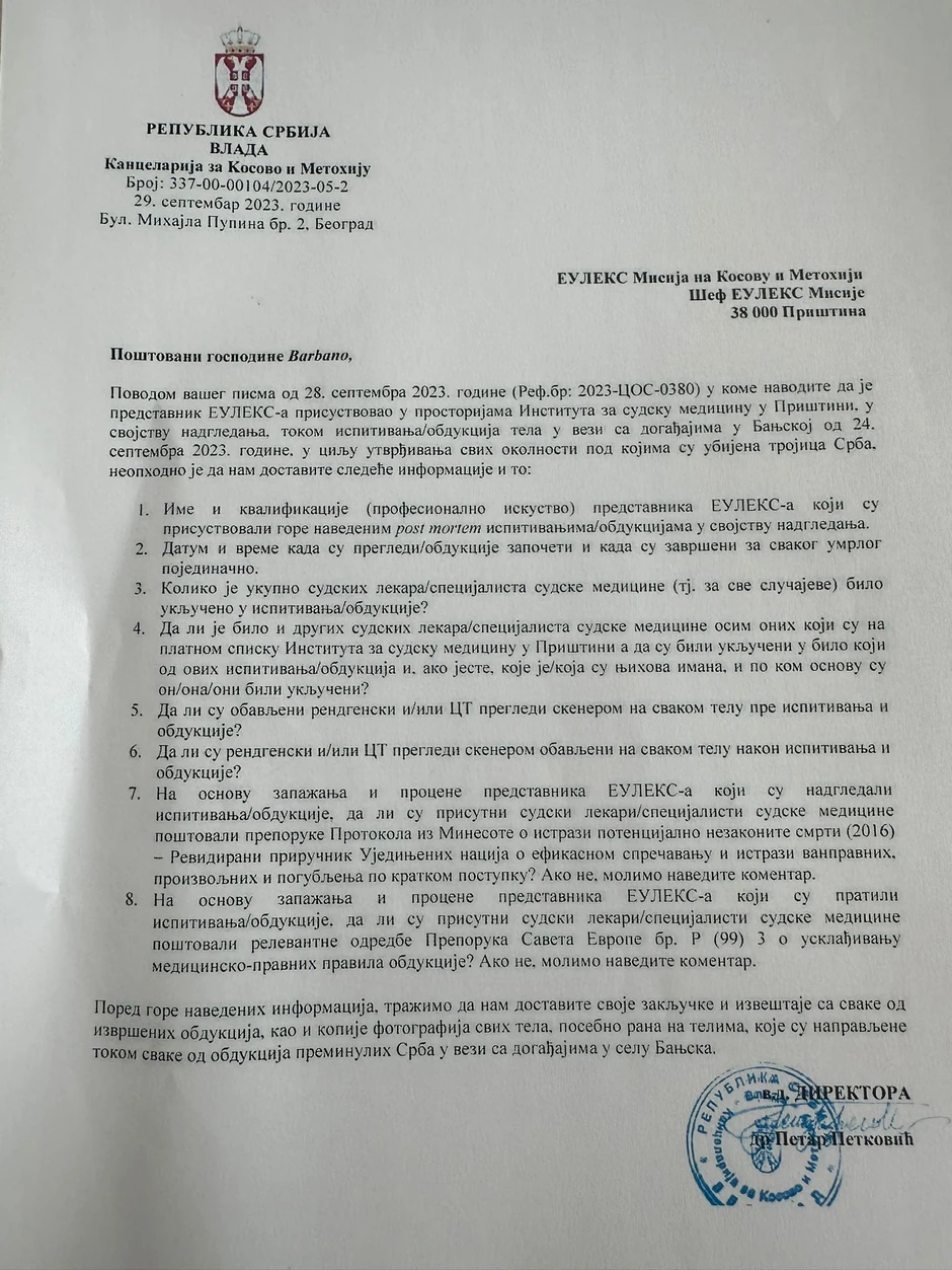 Drugo pismo koje je Petar Petković uputio EULEKS-u