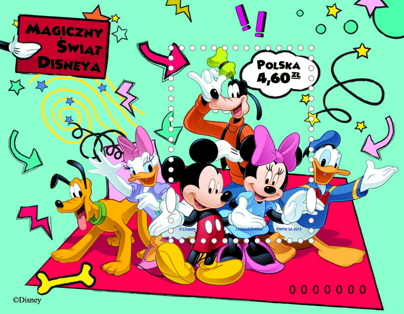 Znaczek z nowej serii „Magiczny świat Disneya”, zaprojektowany został przez artystę plastyka Jacka Konarzewskiego.