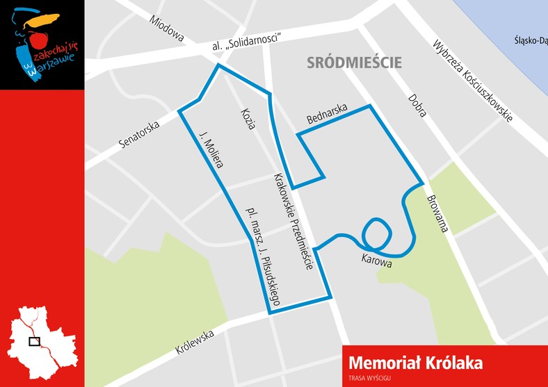 Trasa przejazdu kolarzy uczestniczących w Memoriale Królaka