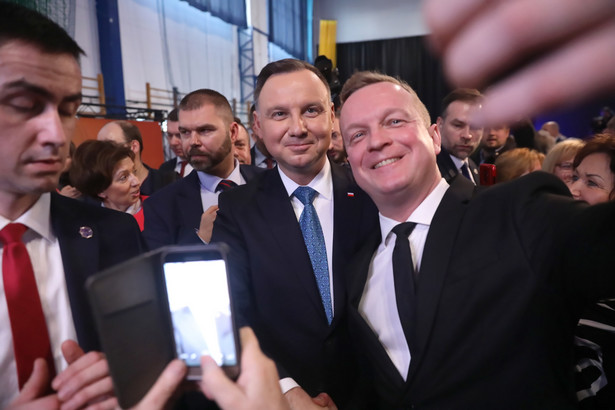 Prezydent Andrzej Duda podczas wizyty w Żyrardowie