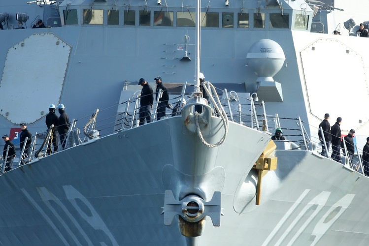 Amerykański niszczyciel rakietowy typu Arleigh Burke USS Jason Dunham zawinął 6 bm., z wizytą do portu w Gdyni. <br><br>fot. (mgo) PAP/Piotr Wittman