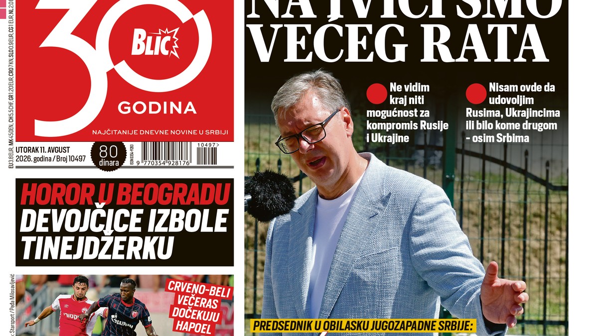 Blic naslovna strana za 11.8.