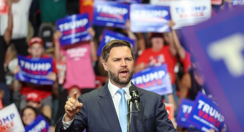 Vance speaking to supporters in Grand Rapids, Michigan earlier this month.Alex Wroblewski/The Washington Post via Getty Images