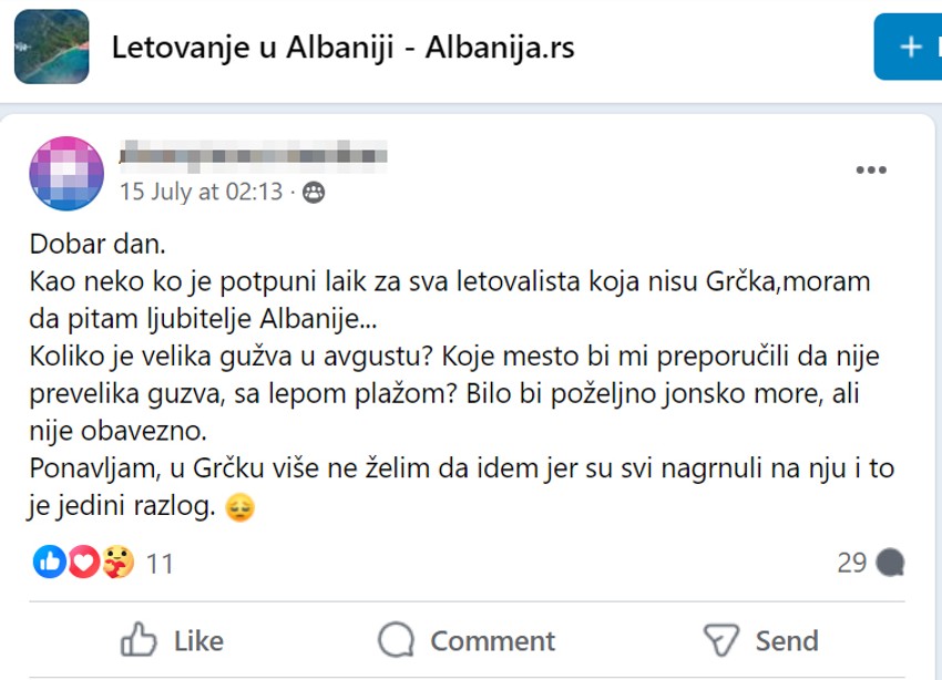 Albanija objava