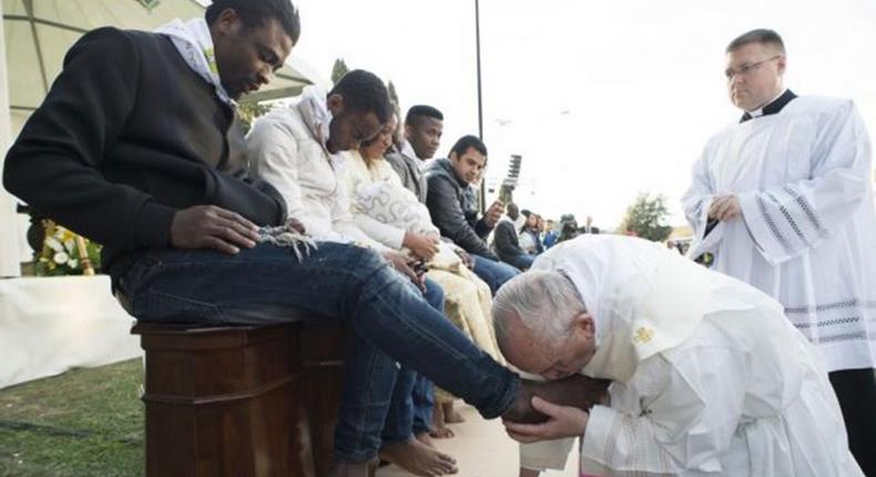 The pontiff washed and kissed the feet of both males and females from countries like Nigeria, Syria, Mali, Pakistan and India.