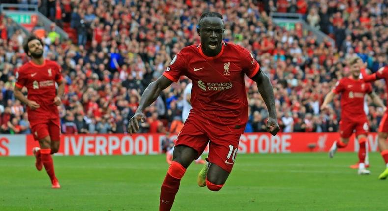 Sadio Mane (centre)scored Liverpool's second goal in a 2-0 win over Burnley