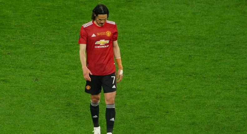 Uruguayan striker Edinson Cavani scored in the 2021 UEFA Europa League final against Spain's Villarreal but couldn't prevent Manchester United losing on penalties Creator: ALEKSANDRA SZMIGIEL