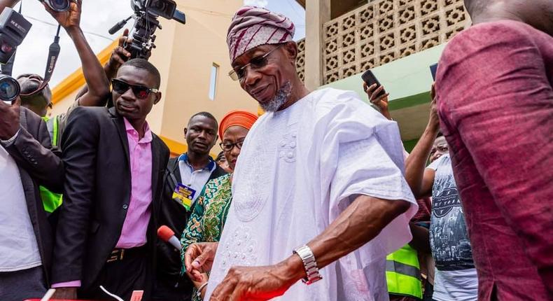 Gov Aregbesola casting his vote 