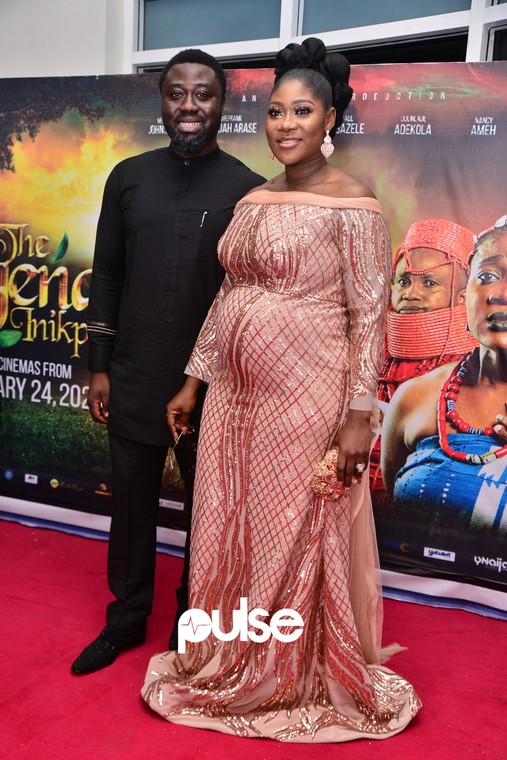 Mercy Johnson-Okojie and her husband, Prince Odi Okojie, at the film premiere [PULSE]