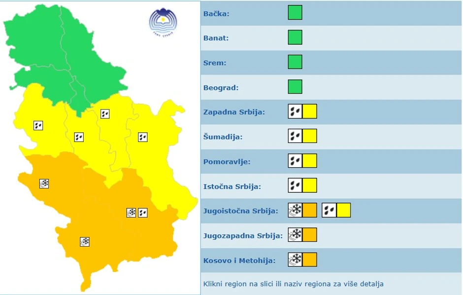 Meteoalarm za subotu