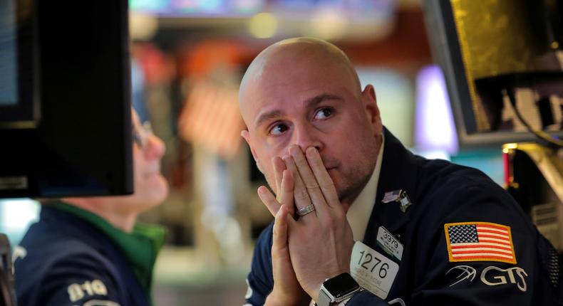 A trader works during the Fed rate announcement on the floor at the New York Stock Exchange (NYSE) in New York, U.S., March 20, 2019.