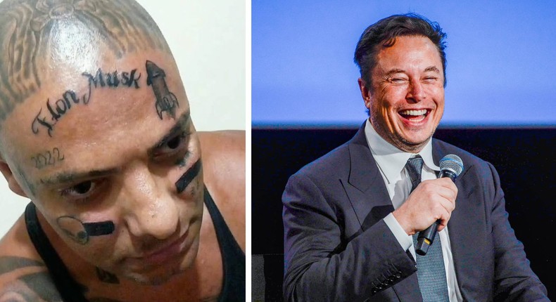 Rodrigo Amrica told Insider he got the tattoo to get Musk's attention.Rodrigo Amrica and CARINA JOHANSEN/Getty Images.