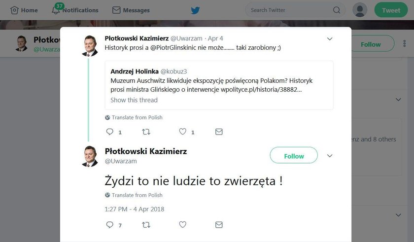 Antysemicki wpis Kazimierza Płotowskiego