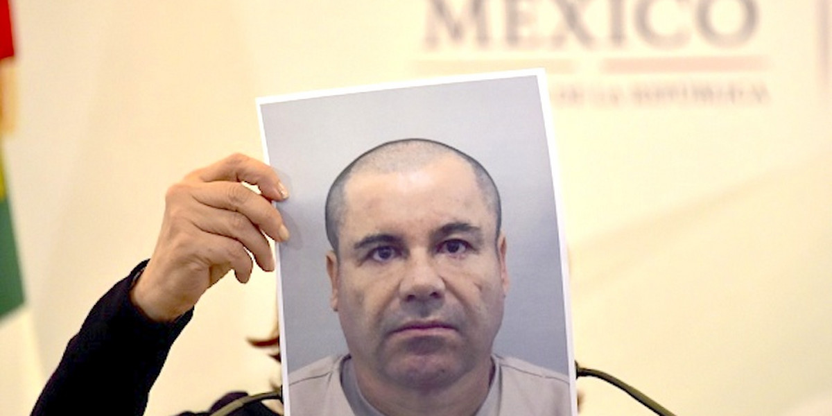 Mexico's attorney general, Arely Gomez, shows a picture of Mexican drug kingpin Joaquín "El Chapo" Guzmán during a press conference in Mexico City, on July 13, 2015.