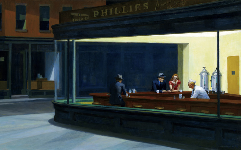 Najsłynniejszy obraz Edwarda Hoppera, "Nighthawks" (pol. "Nocne marki")