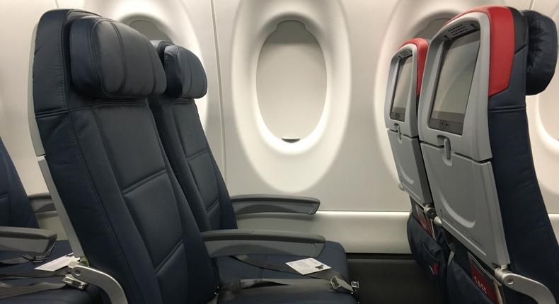 1. Wide economy seat: Delta's A220s boast some of the roomiest economy-class seats in the business at 18.6 inches wide. That's roughly two inches wider than the seats on some of Delta's MD-88s.