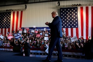 Trump takes the stage for a campaign rally in Grand Junction, Colorado